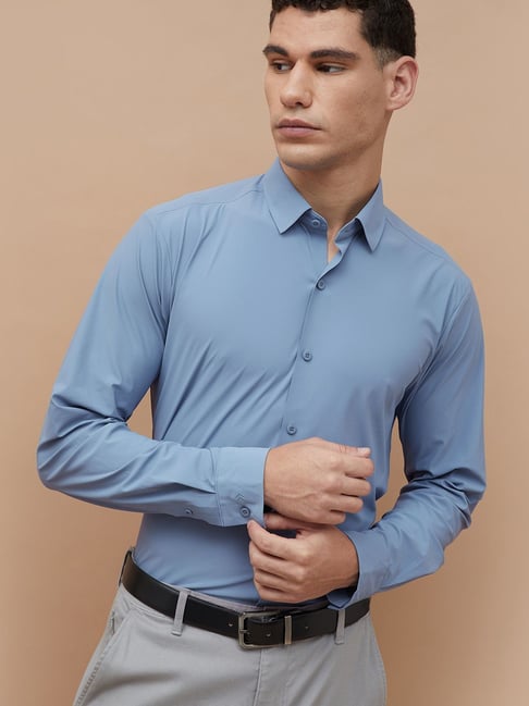 Code By Lifestyle Blue Slim Fit Shirt