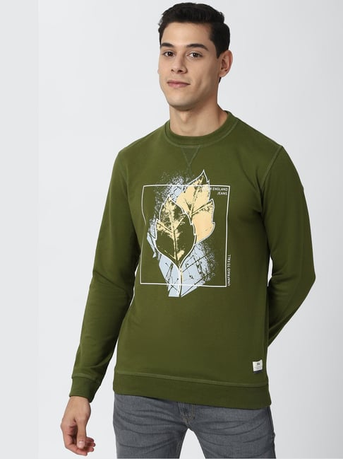 Peter England Green Cotton Regular Fit Graphic Print Sweatshirt-picture-33