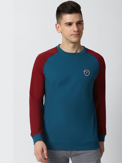 Peter England Blue Cotton Slim Fit Sweatshirt-picture-10