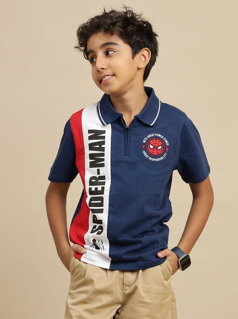 Kidsville Spiderman Printed Regular Fit Polo-T-Shirt for Boys