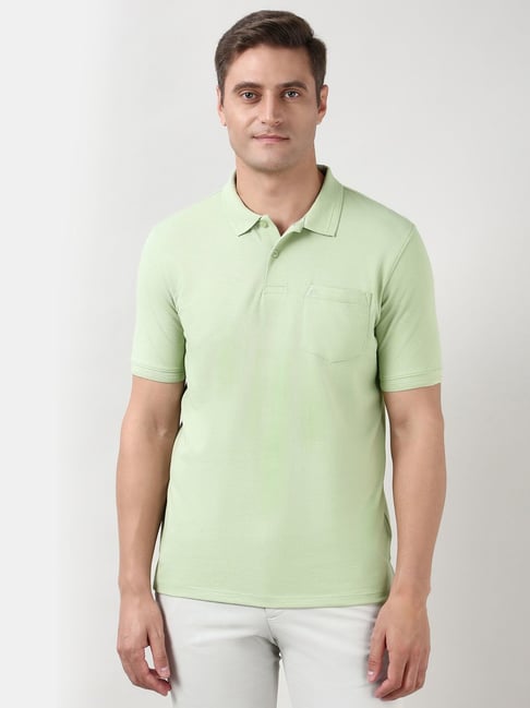 Peter England Green Cotton Regular Fit T-Shirt-picture-34