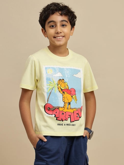 Kidsville Boys Yellow Cotton Printed T-Shirt-picture-10