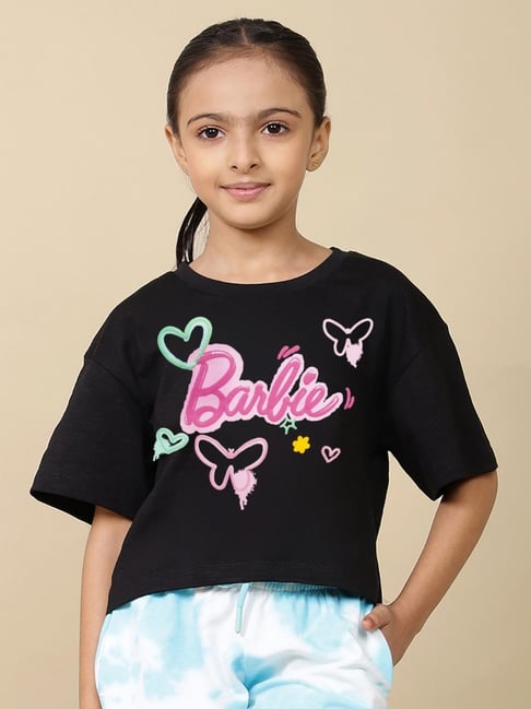 Kidsville Girls Black Cotton Printed T-Shirt-picture-36