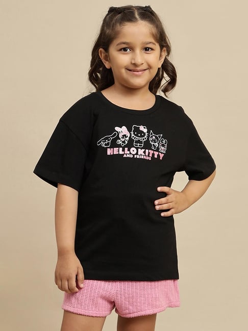 Kidsville Girls Black Cotton Printed T-Shirt-picture-17