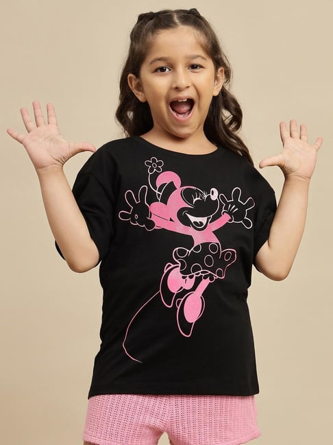 Kidsville Girls Black Cotton Printed T-Shirt-picture-35