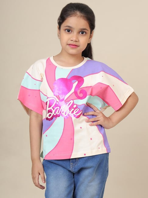 Kidsville Girls Multi Cotton Printed T-Shirt