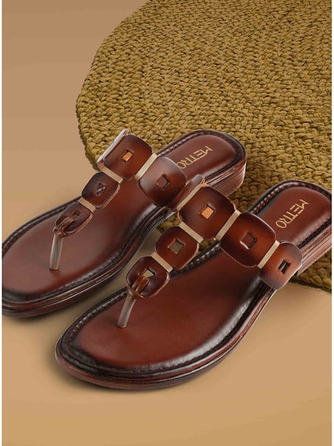 Metro Women's Tan T-Strap Sandals-picture-11