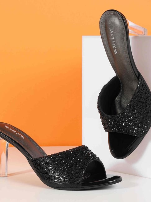 Haute Diva by Mochi Women's Black Ethnic Stilettos-picture-45