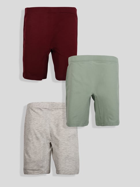 Tresnova Girls Burgundy Cotton Lycra Regular Fit Printed Shorts - Pack of 3-picture-14