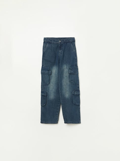 Fame Forever By Lifestyle Mid Blue Cotton Regular Fit Jeans-picture-12