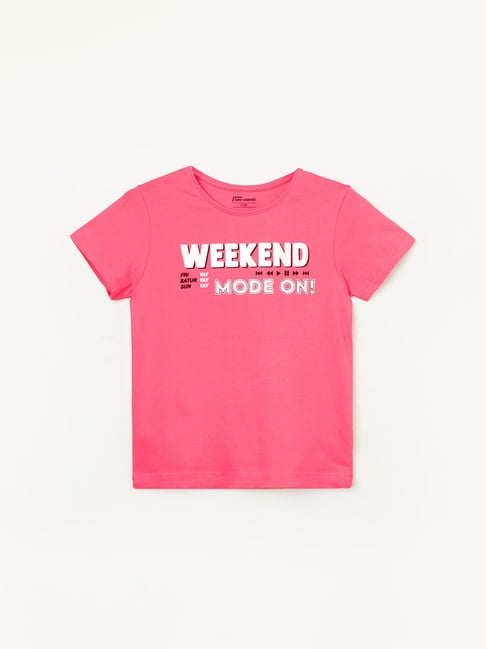 Fame Forever By Lifestyle Pink Cotton Regular Fit Printed T-Shirt-picture-20