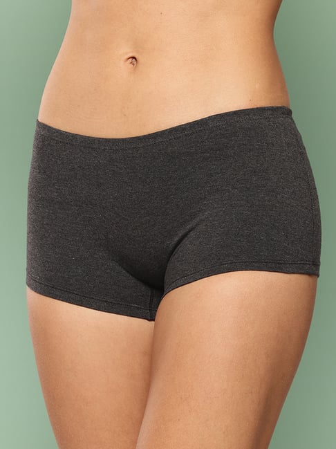 Leading Lady Charcoal Black Cotton Boy Short Panty