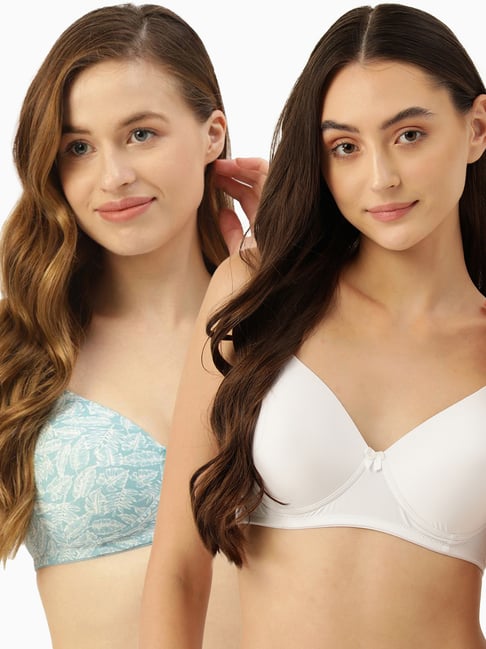Leading Lady Blue & White Full Coverage Padded T-Shirt Bra Pack of 2