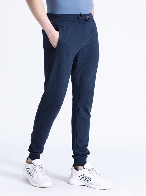 Crocodile Navy Blue Cotton Solid Regular Fit Joggers-picture-21