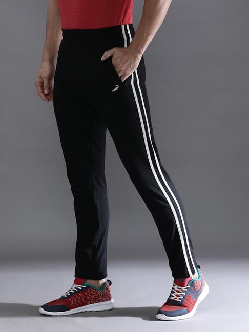 Crocodile Black Cotton Solid Slim Fit Track Pants