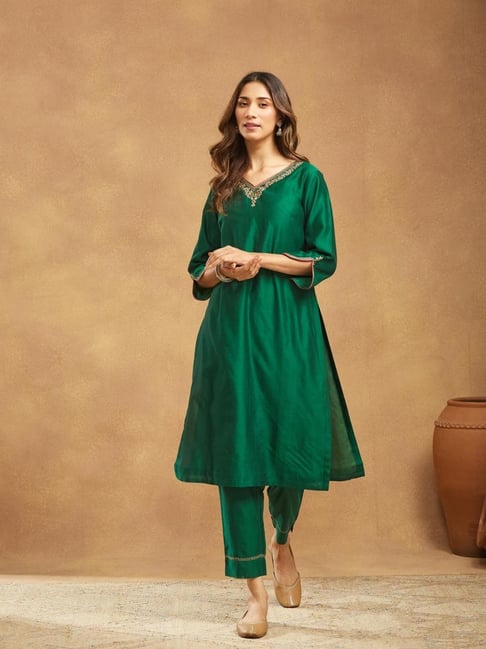 Cotton Silk Fabindia Dress Collection Buy Yellow Cotton Silk