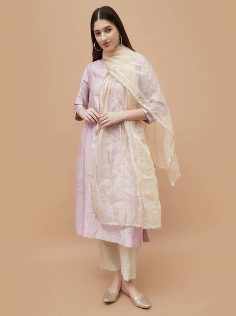 Melange By Lifestyle Beige Embroidered Dupatta-picture-12