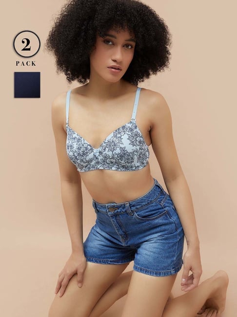 Ginger By Lifestyle Blue Floral Print Bra-picture-10