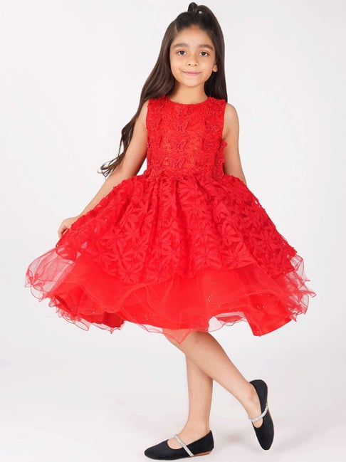 Creative Kid's Girls Red Embellished Dress-picture-40