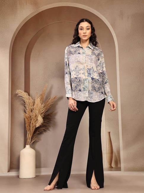 Gipsy Blue Printed Rayon Shirt For Women-picture-11