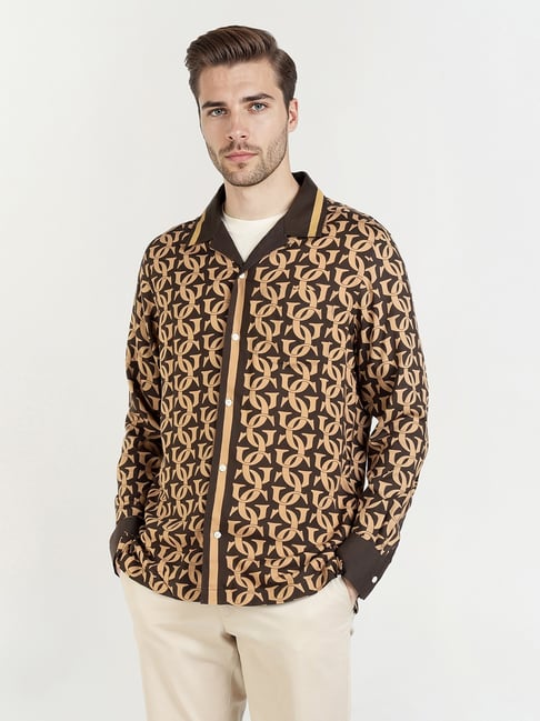 GANT Brown & Beige Printed Regular Fit Shirt-picture-23