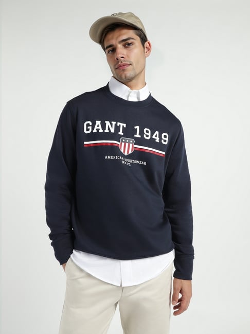 GANT Navy Blue Graphic Regular Fit Sweatshirt-picture-31