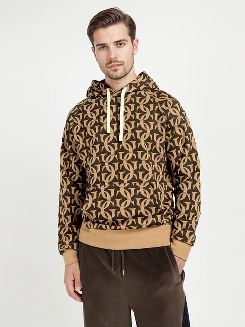 GANT Brown & Beige Printed Regular Fit Hoodie-picture-24