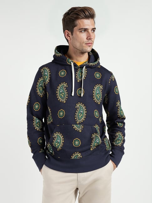 GANT Navy Blue Printed Regular Fit Hoodie-picture-14
