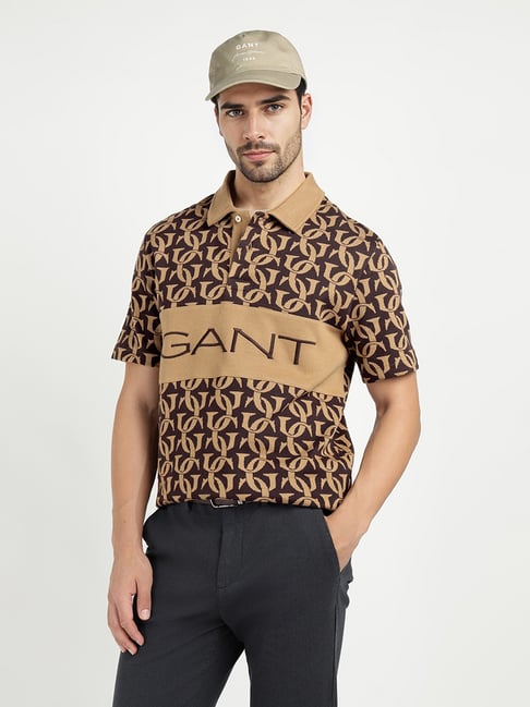 GANT Brown & Beige Regular Fit Polo T-Shirt-picture-21