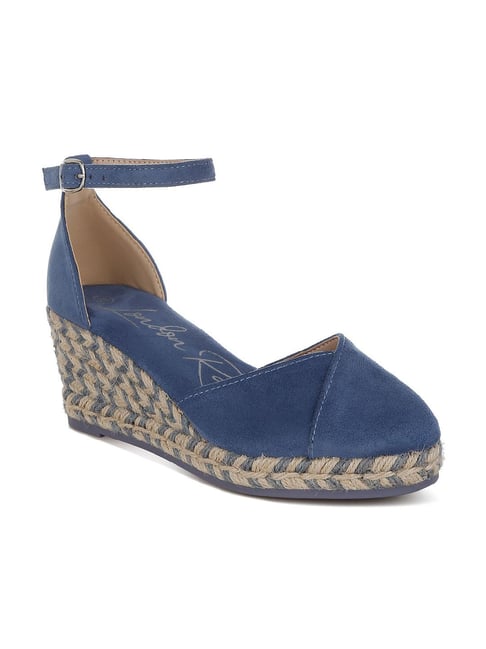 London Rag Women's Navy Espadrille Wedges