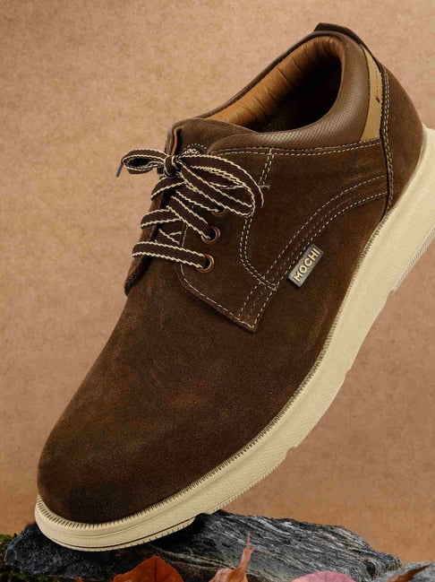 Mochi Men's Brown Derby Shoes