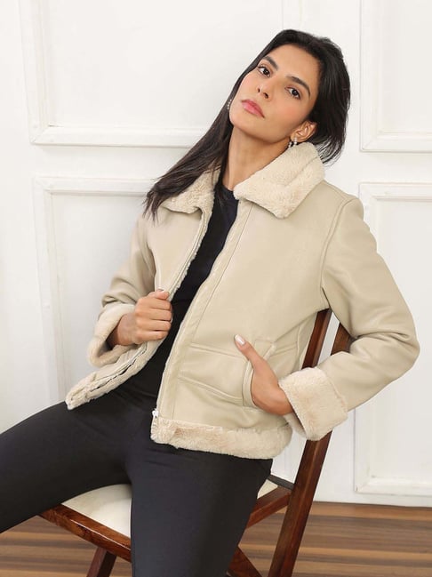 Globus Women Camel Brown Soft Functional Spread Collar Front Zip Winterwear Jacket-picture-15