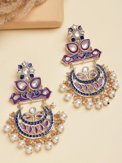 Karatcart Gold-Tone Plated Purple & Blue Earrings for Women-picture-43