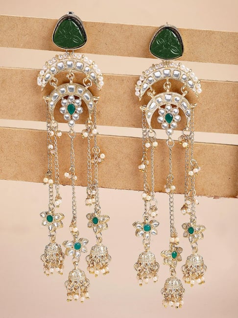 Karatcart Gold-Tone Plated Green Earrings for Women-picture-24