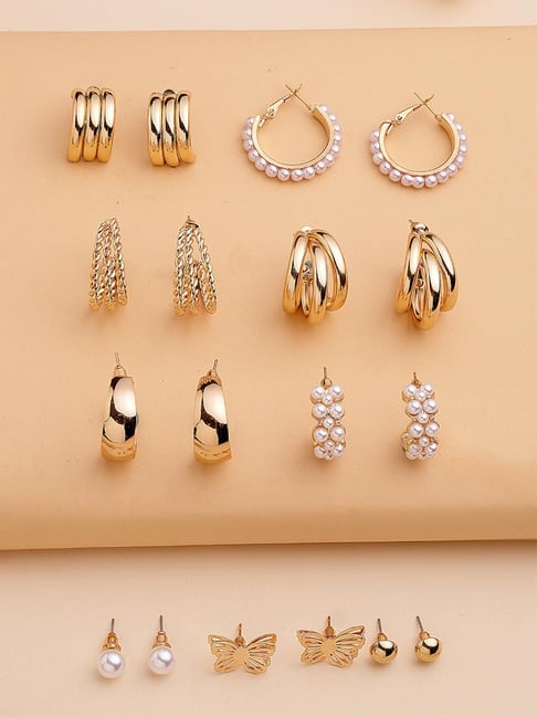 Karatcart Gold-Tone Plated Earrings for Women Pack of 9-picture-14