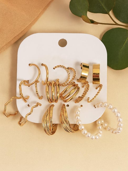 Karatcart Gold-Tone Plated Earrings for Women Pack of 9-picture-28