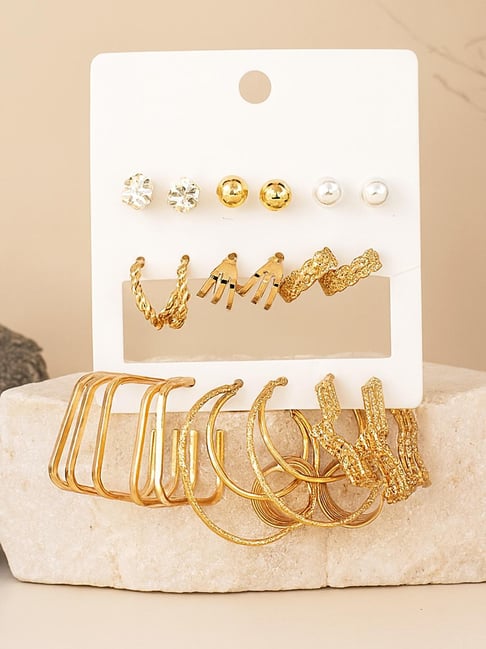 Karatcart Gold-Tone Plated Earrings for Women Pack of 9-picture-47