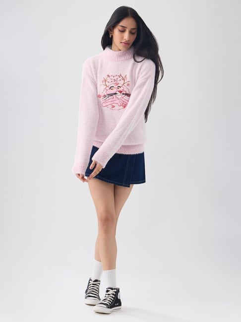 The Souled Store Pink Panther Christmas Women Oversized Sweater