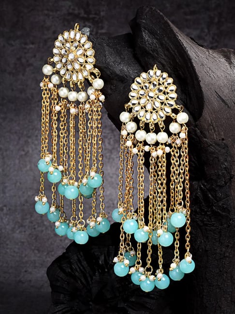 Karatcart Gold-Tone Plated Blue Earrings for Women-picture-29