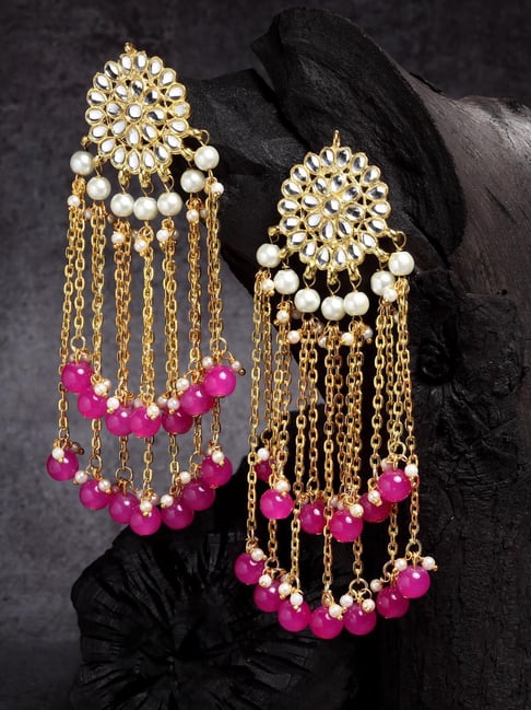 Karatcart Gold-Tone Plated Pink Earrings for Women-picture-13