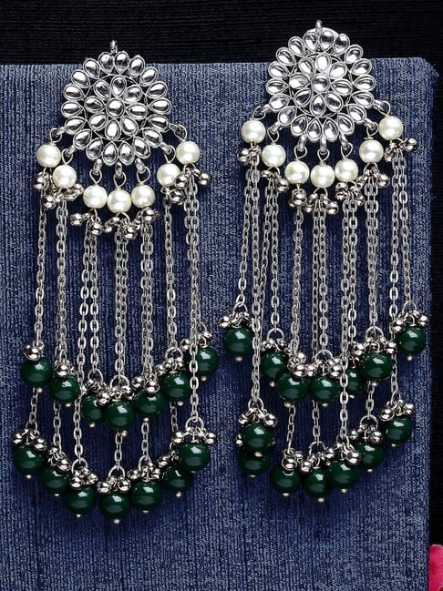 Karatcart Silver Green Earrings for Women-picture-44