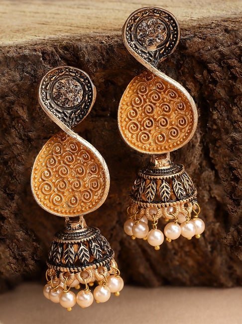 Karatcart Gold-Tone Plated Yellow Earrings for Women