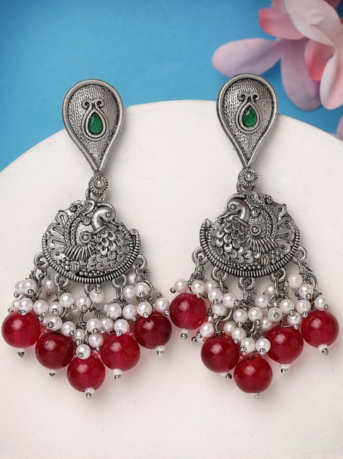 Karatcart Silver Red Earrings for Women-picture-31