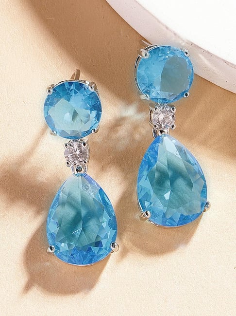 Karatcart Silver Blue Earrings for Women-picture-38
