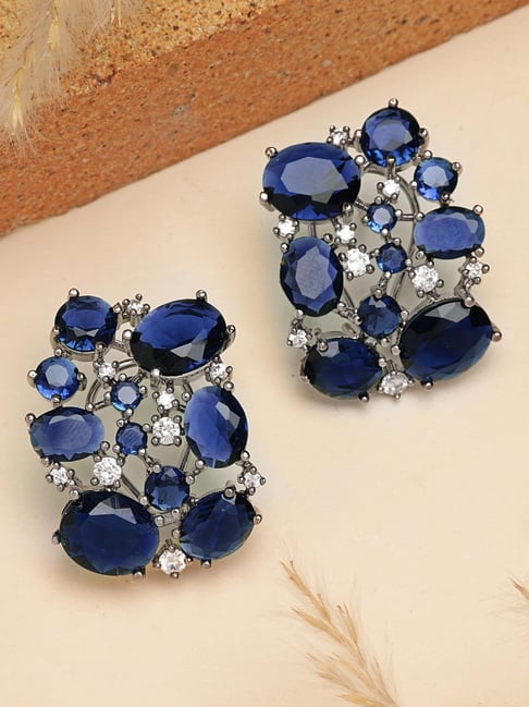 Karatcart Silver Blue Earrings for Women