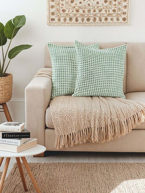 House This Green Checks Cushion Covers