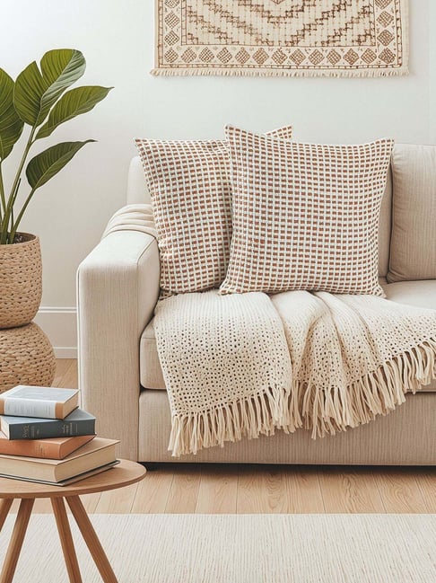 House This Rust Checks Cushion Covers