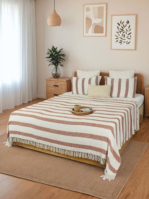 House This Rust Stripes Bed Cover