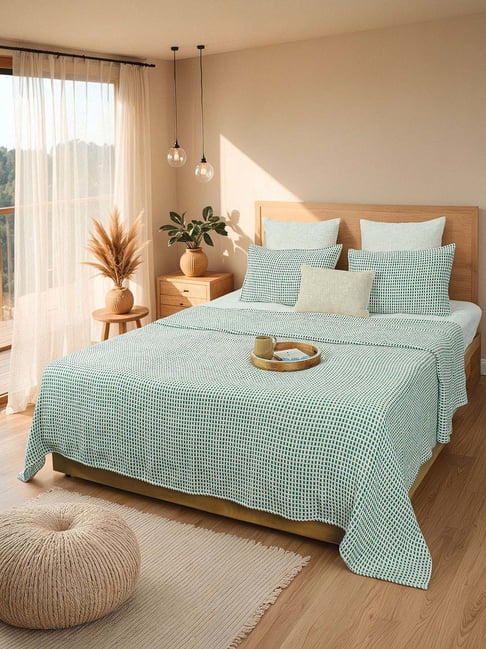 House This Green Checks Bed Cover