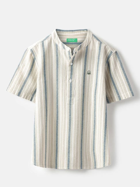 United Colors Of Benetton White Cotton Regular Fit Striped Shirt-picture-22